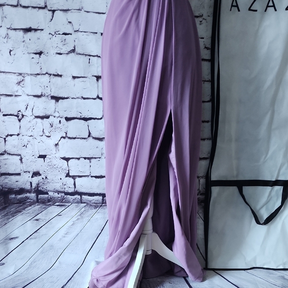 Azazie Bonnie Stretch Wisteria A-Line Pleated Stretch Satin Dress Bridesmaid A6 - Picture 8 of 15